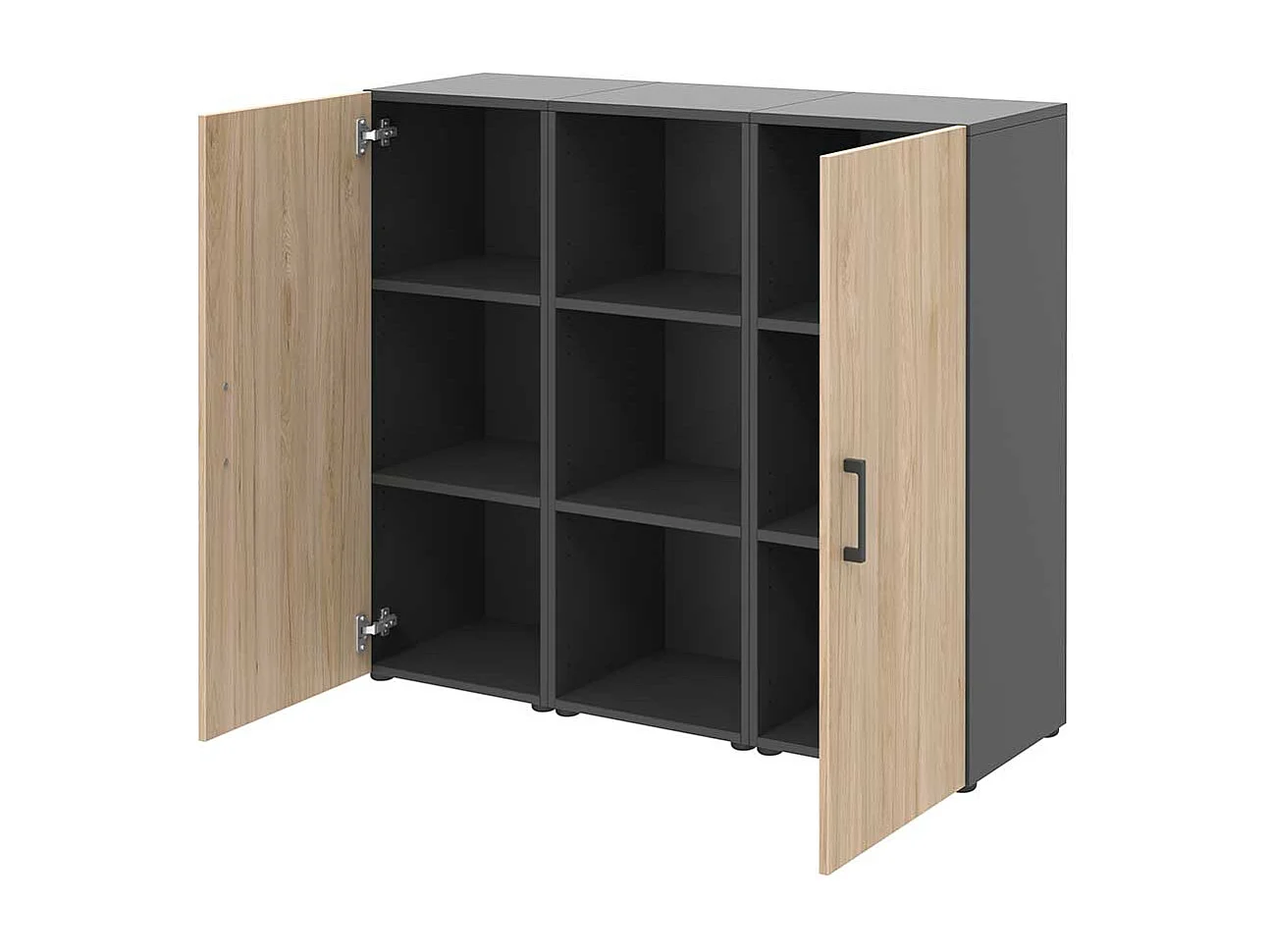 Officeschrank 2 t�rig Hickory Holzoptik & Anthrazit