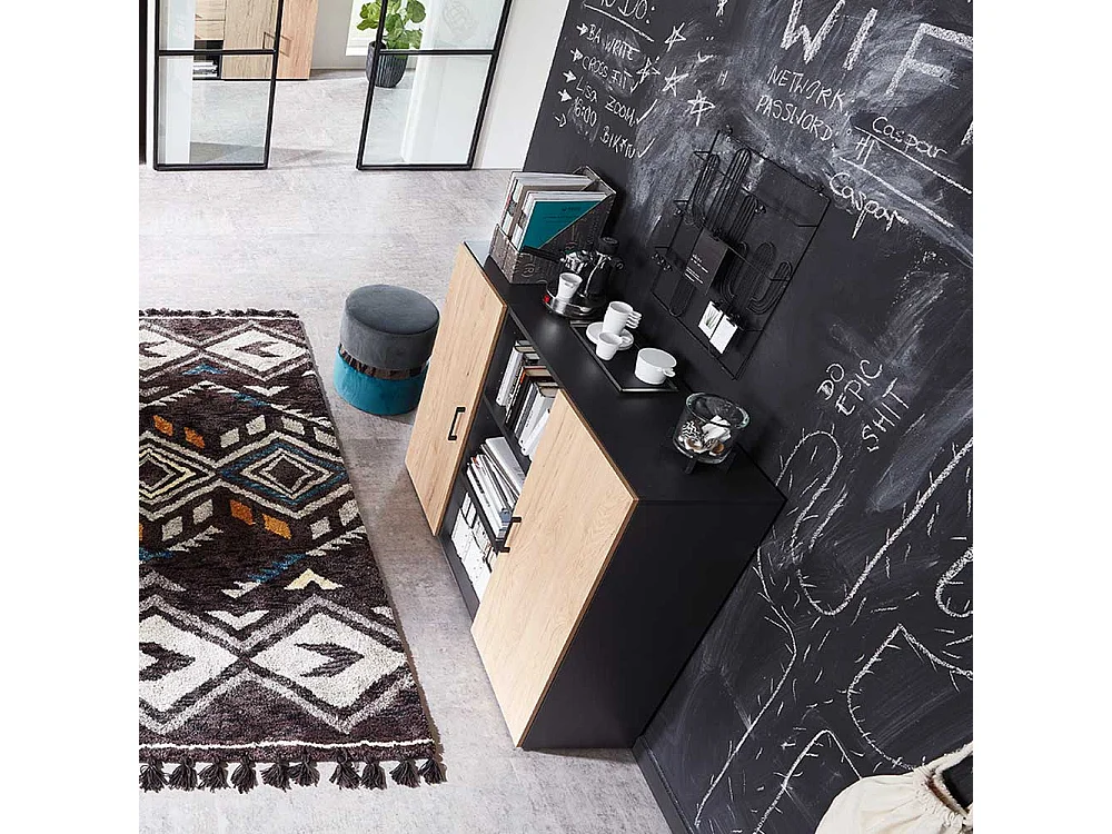 Officeschrank 2 t�rig Hickory Holzoptik & Anthrazit