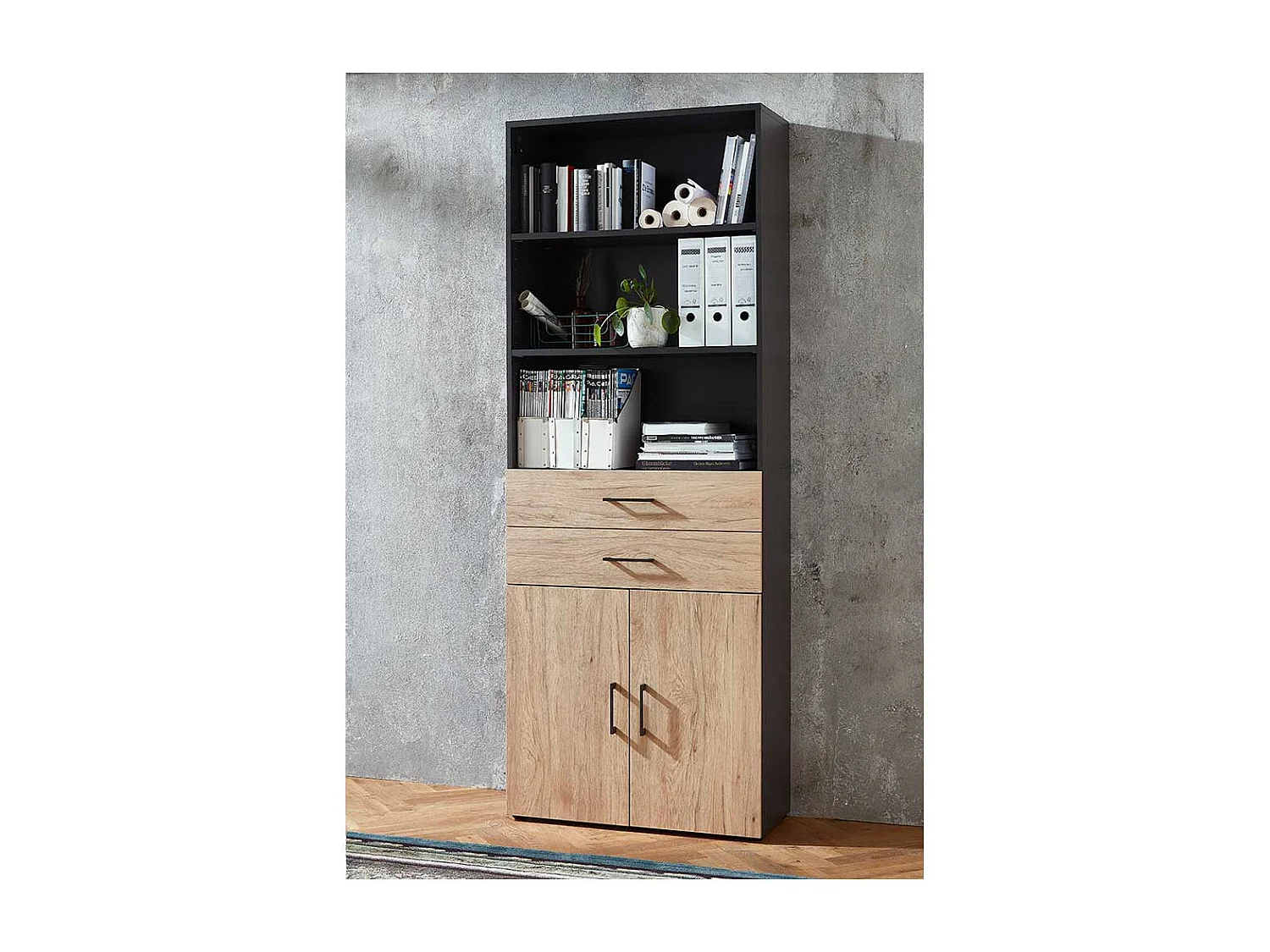 Akten B�roschrank in Hickory Holzoptik Anthrazit