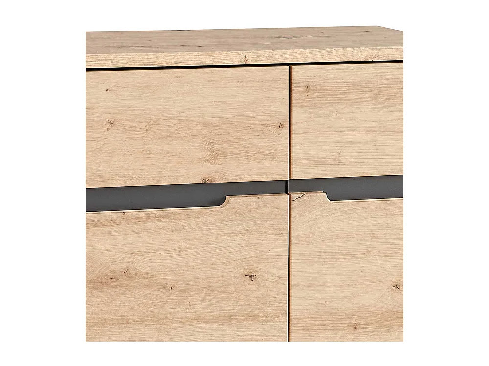 Aktenschrank klein in Wildeichefarben & Dunkelgrau 75 cm breit