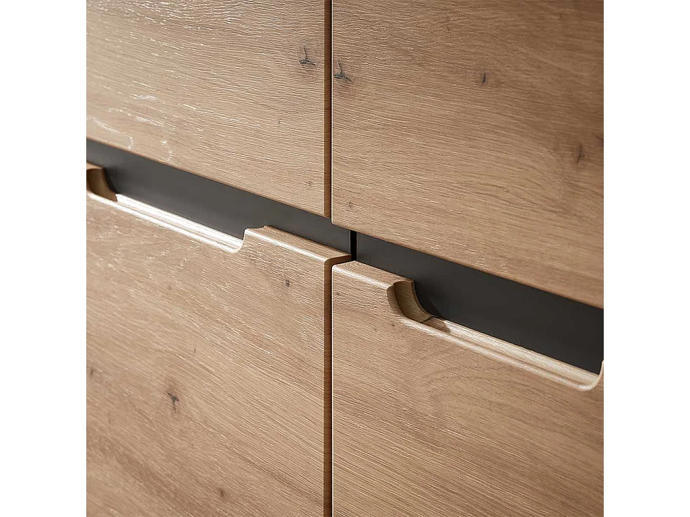 Aktenschrank klein in Wildeichefarben & Dunkelgrau 75 cm breit