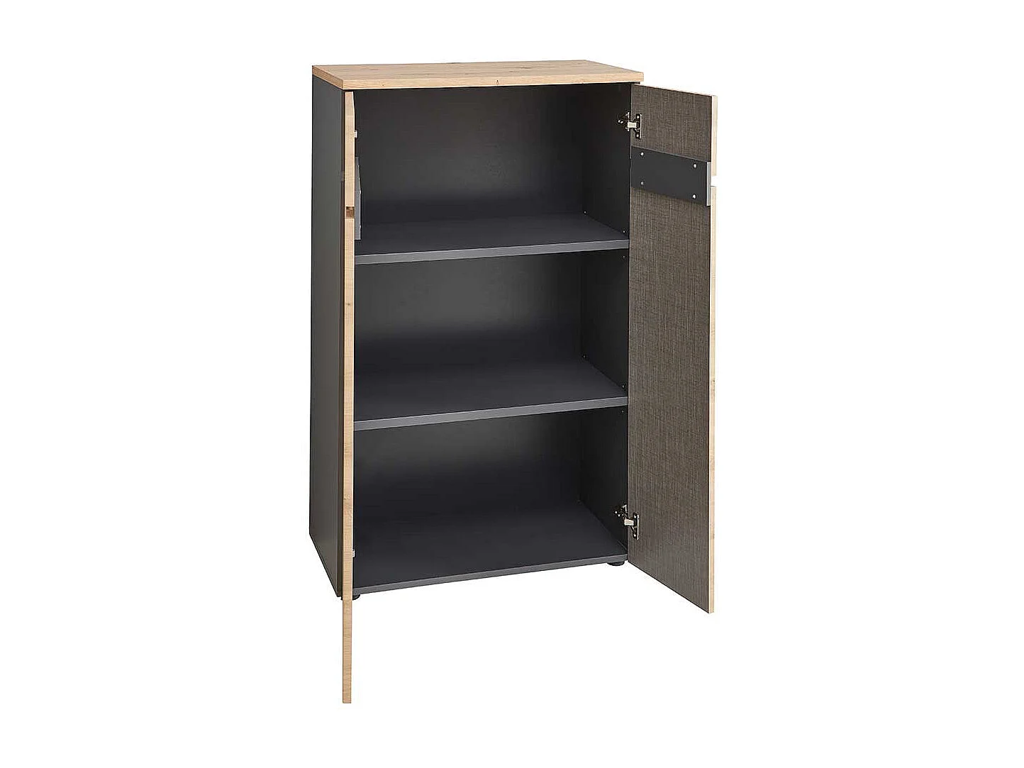 Aktenschrank klein in Wildeichefarben & Dunkelgrau 75 cm breit