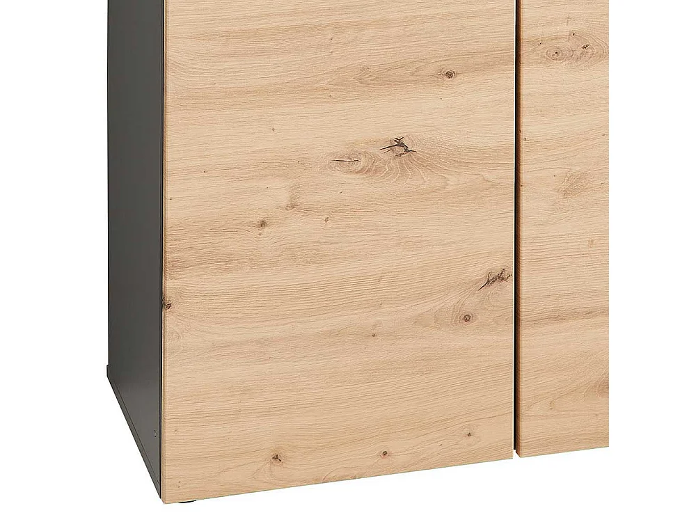 Aktenschrank klein in Wildeichefarben & Dunkelgrau 75 cm breit