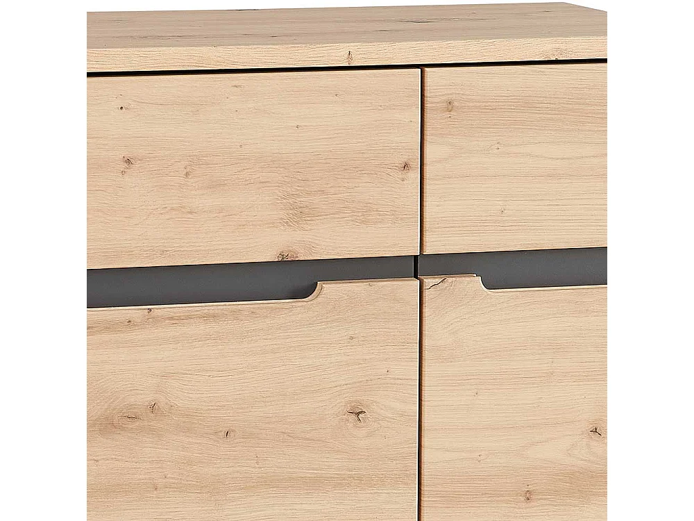 Aktenschrank klein in Wildeichefarben & Dunkelgrau 75 cm breit