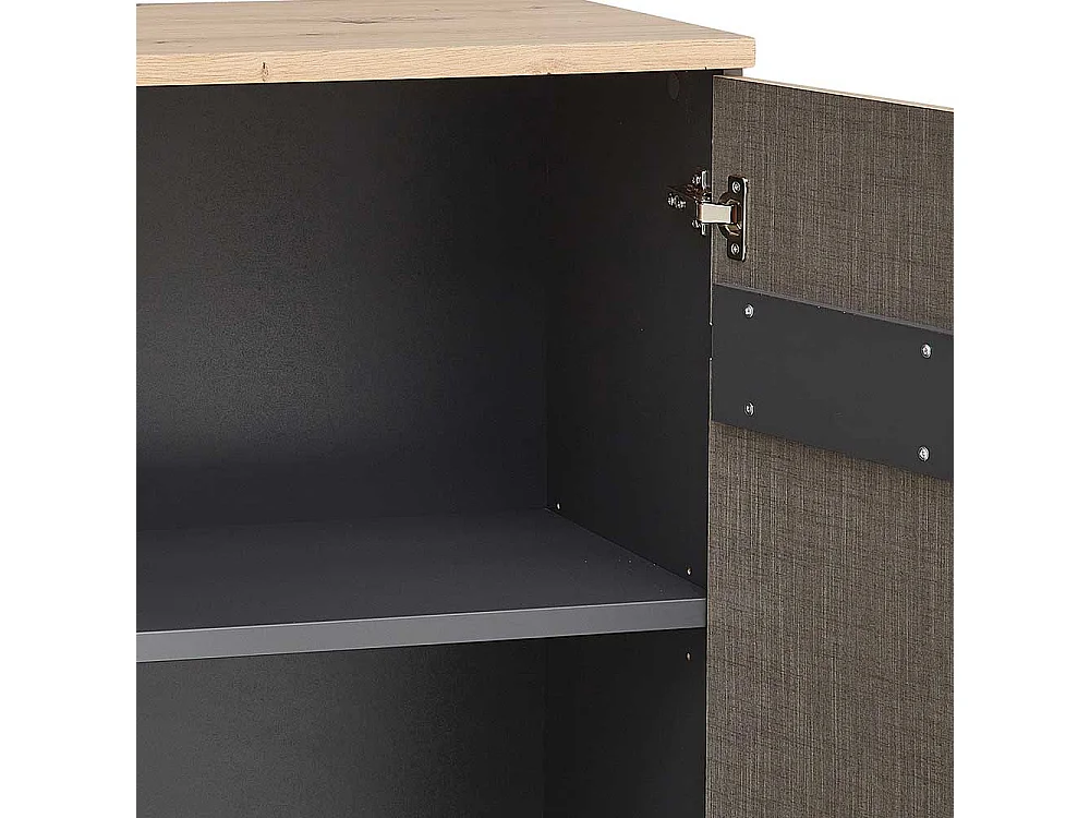 Aktenschrank klein in Wildeichefarben & Dunkelgrau 75 cm breit