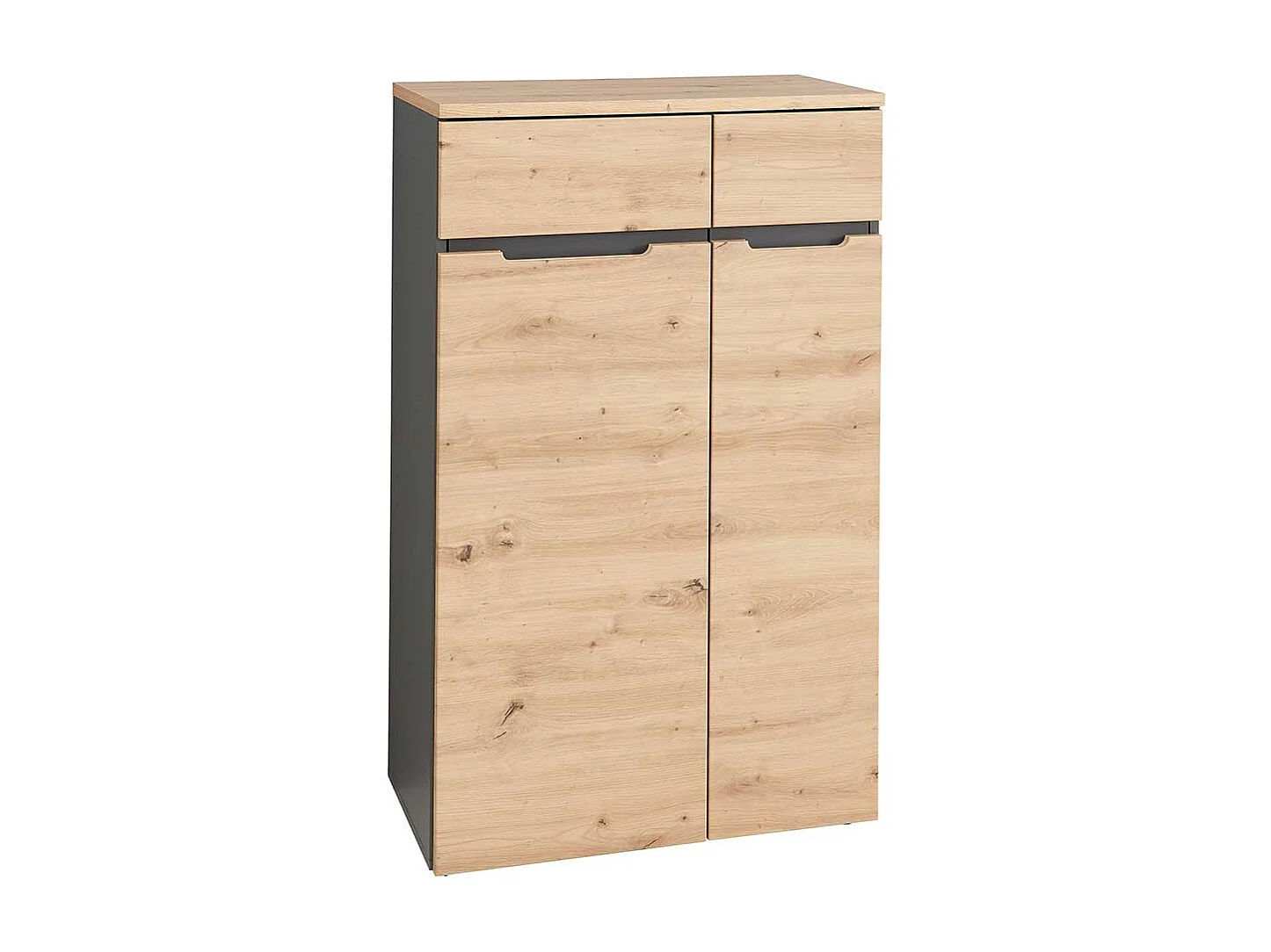 Aktenschrank klein in Wildeichefarben & Dunkelgrau 75 cm breit