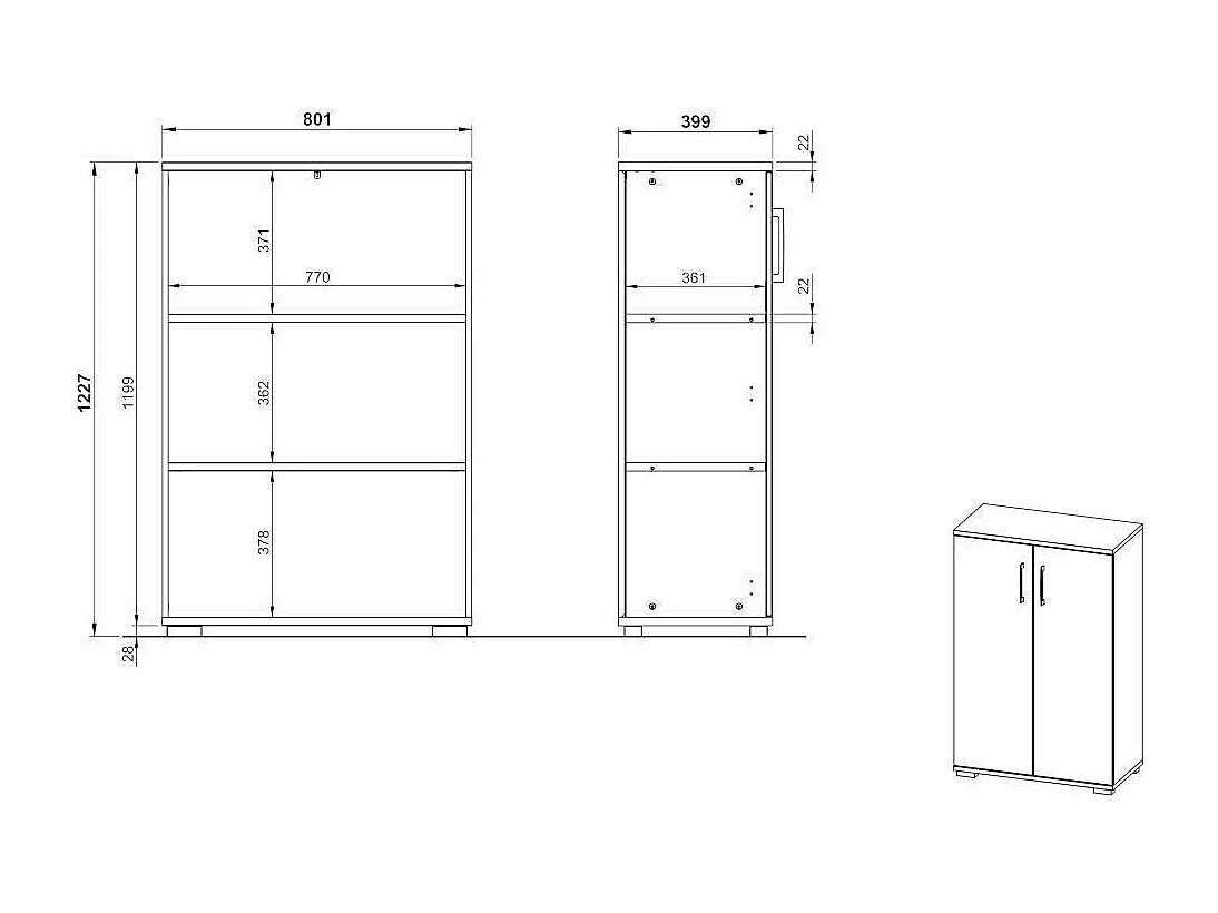 Schrank Büro Officeschrank 2 türig melaminbeschichtet