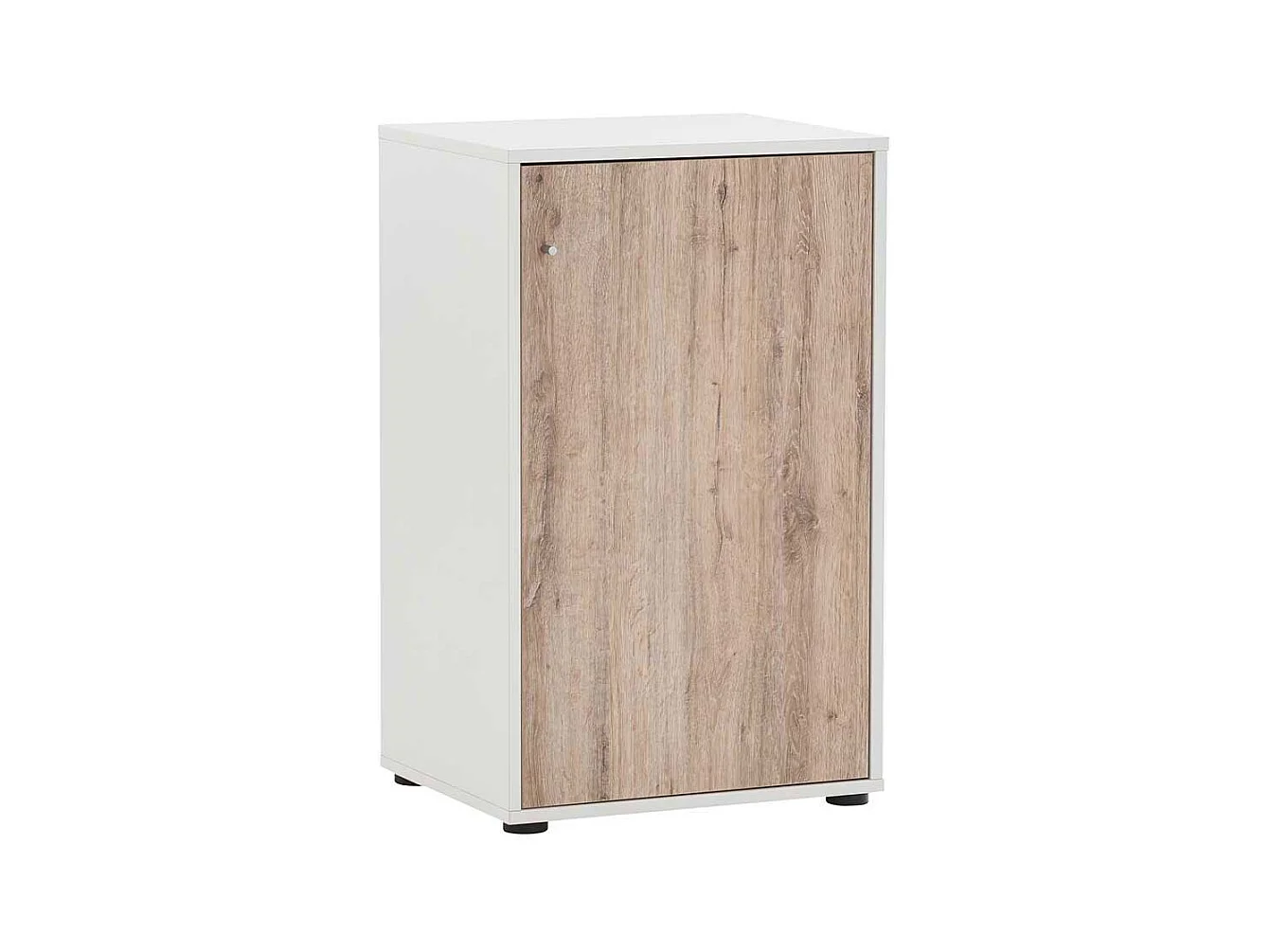 Aktenordnerschrank Büro in Wildeichefarben & Weiß Dreh- und Schiebetüren