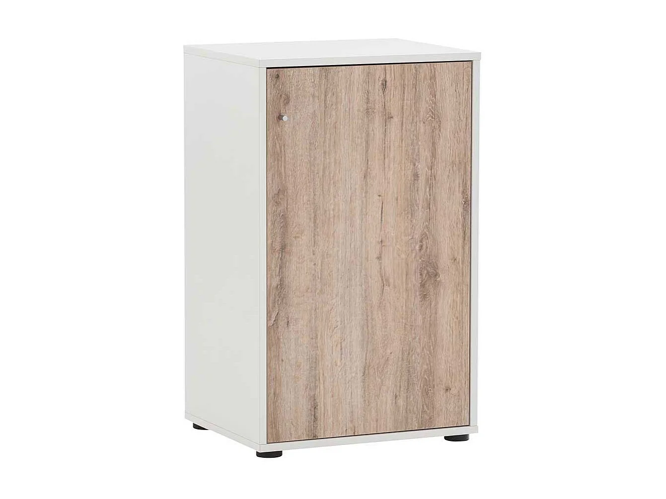 Aktenordnerschrank Büro in Wildeichefarben & Weiß Dreh- und Schiebetüren