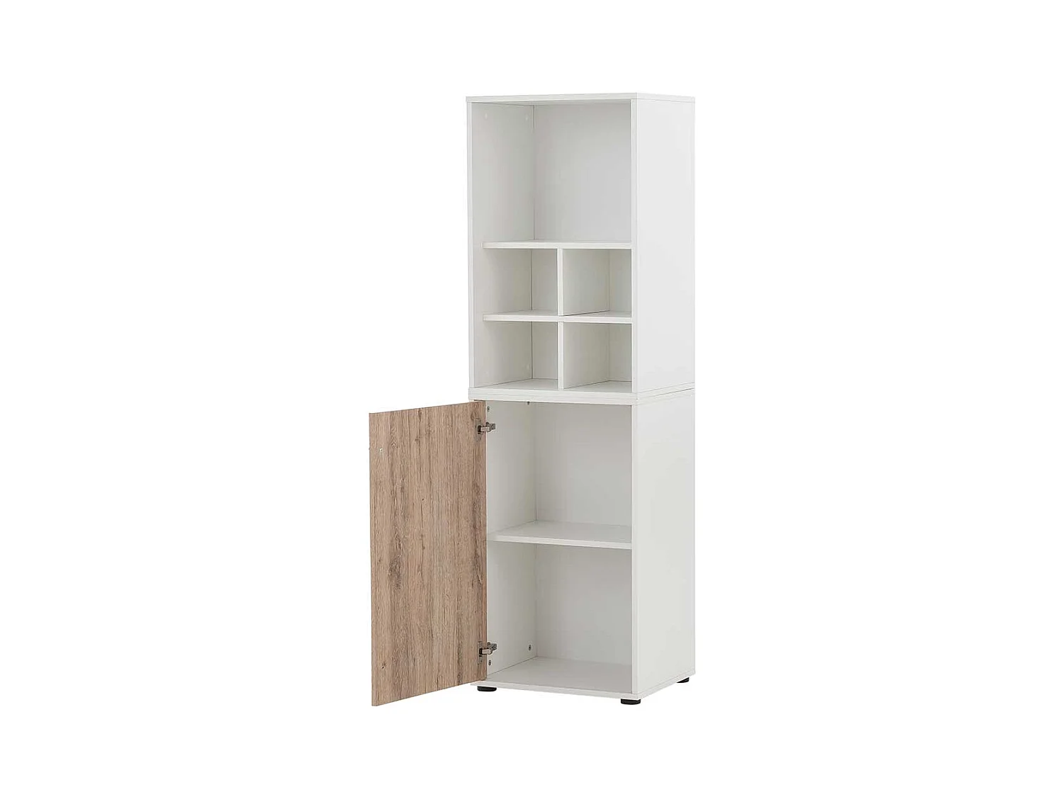 Aktenregal mit Tür in Wildeichefarben und Weiß 168 cm hoch