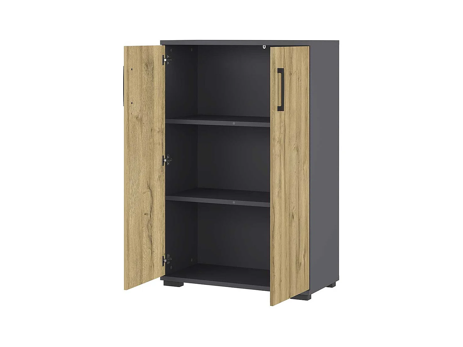 Büroschrank in Wildeichefarben und Dunkelgrau 80 cm breit