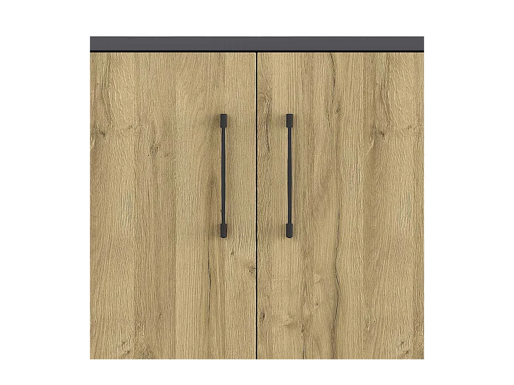 Büroschrank in Wildeichefarben und Dunkelgrau 80 cm breit