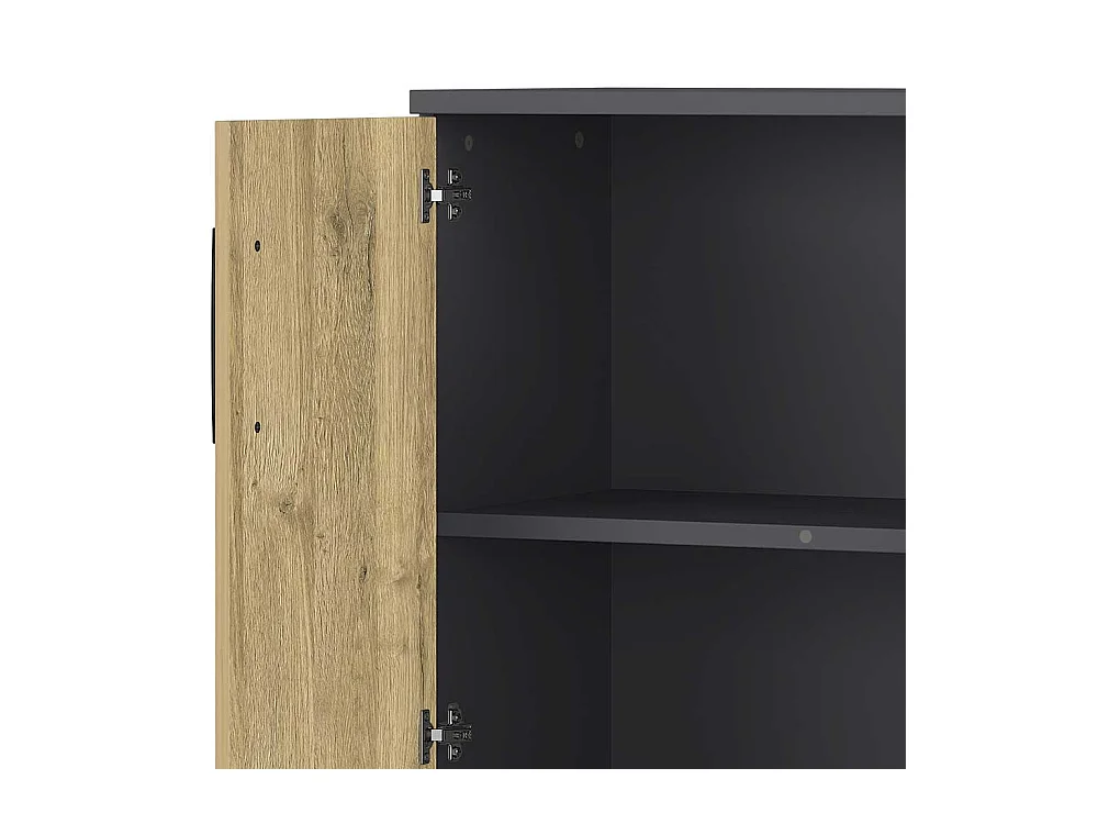 Büroschrank in Wildeichefarben und Dunkelgrau 80 cm breit