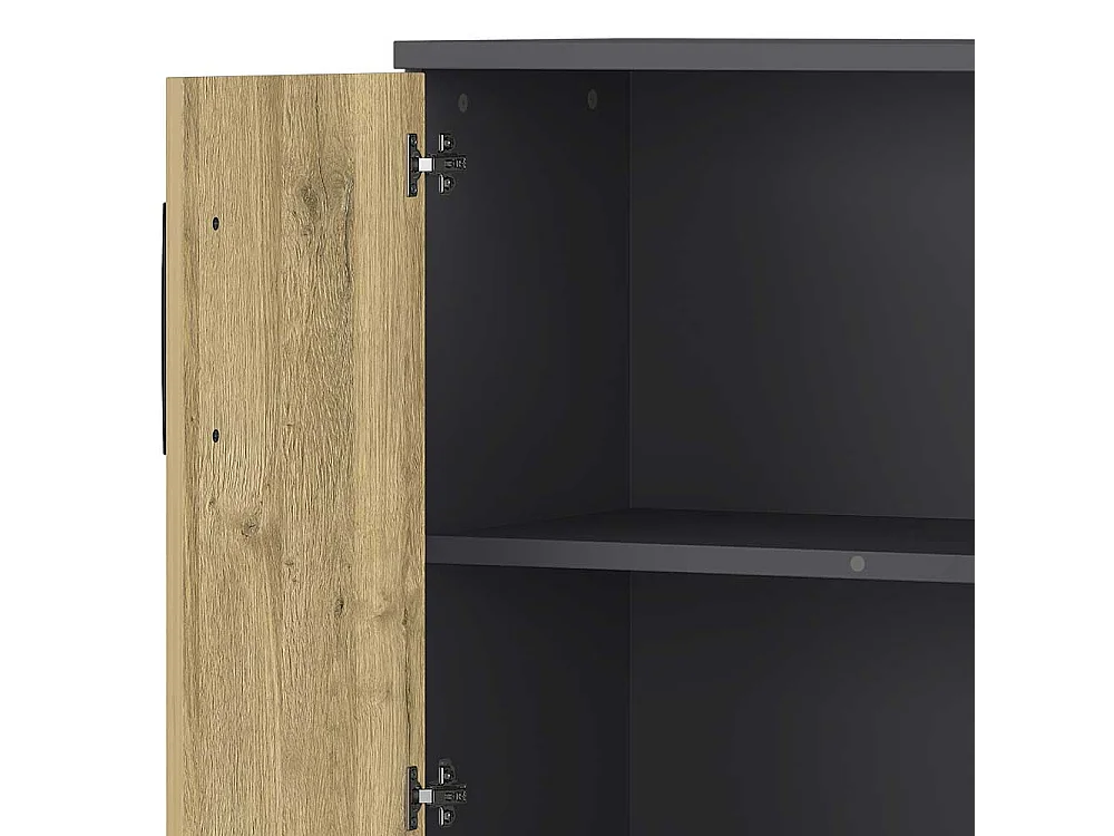 Büroschrank in Wildeichefarben und Dunkelgrau 80 cm breit