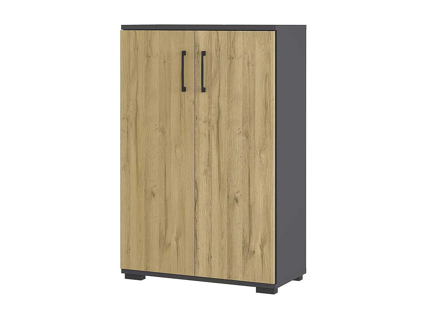 Büroschrank in Wildeichefarben und Dunkelgrau 80 cm breit