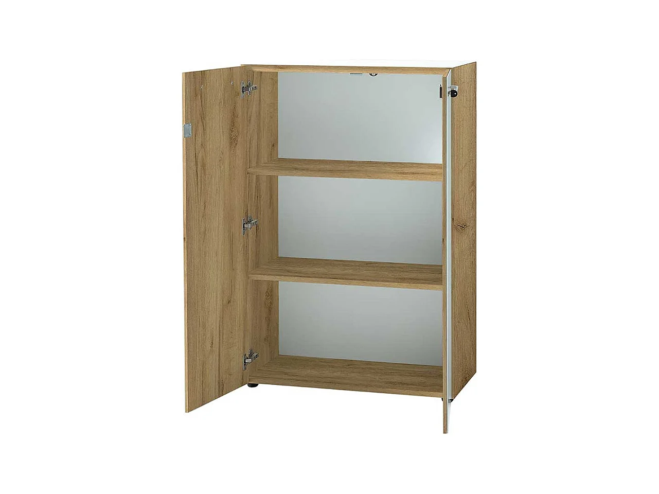 Officeschrank in Weiß und Wildeiche Optik Glas beschichtet