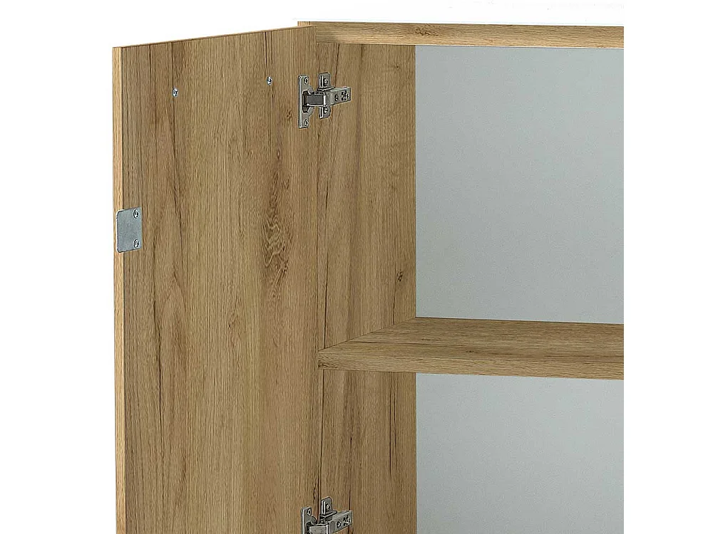 Officeschrank in Weiß und Wildeiche Optik Glas beschichtet