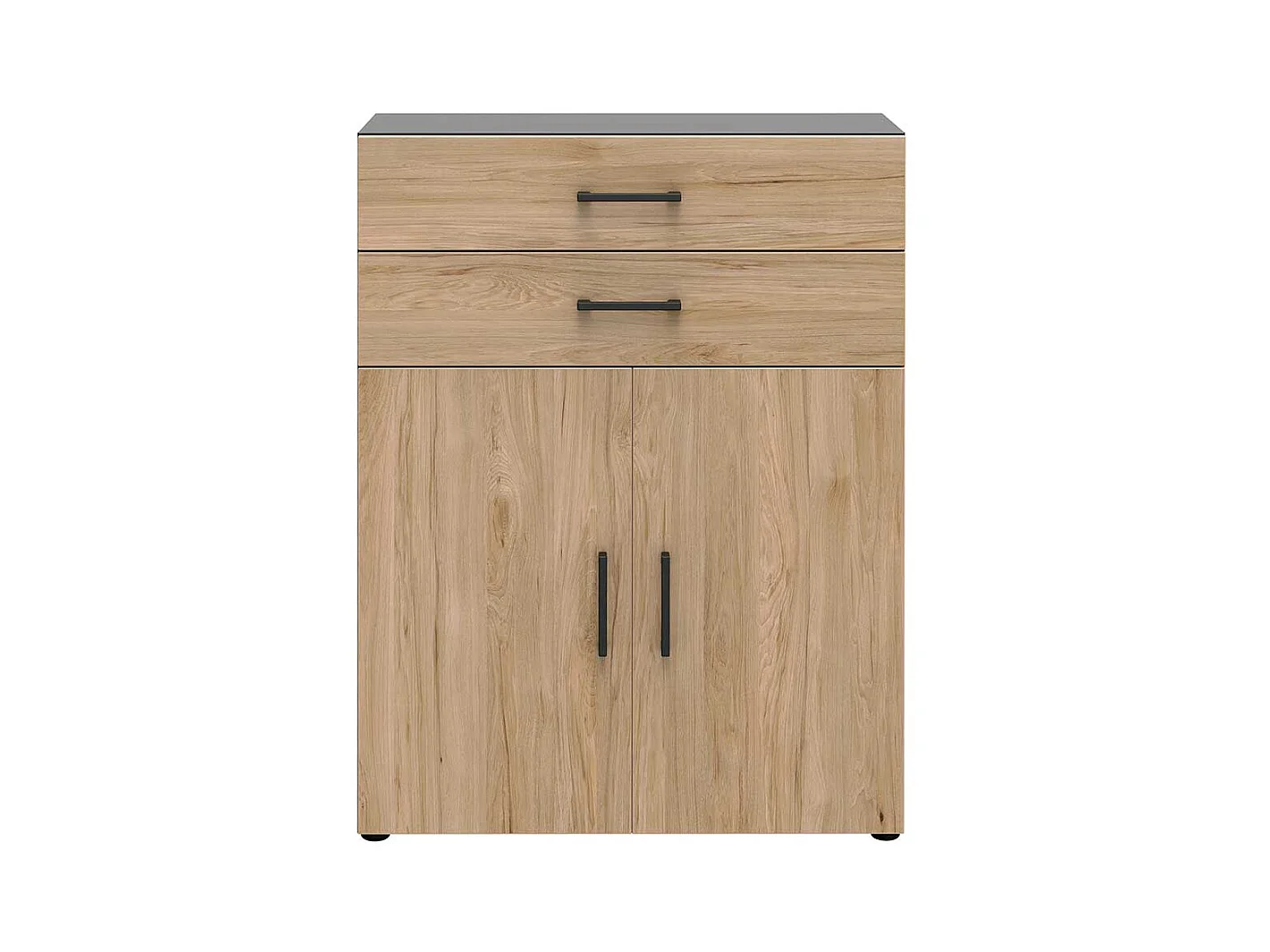 Schrank B�ro in Hickory Holzoptik & Anthrazit 2 Schubladen 2 T�ren