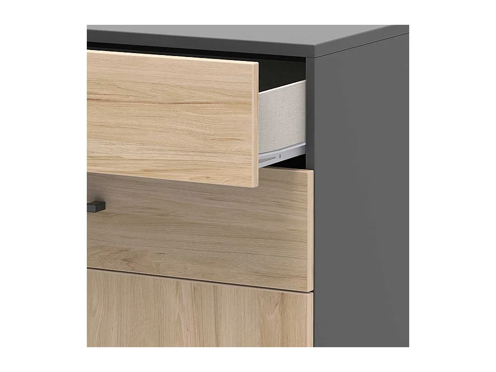 Schrank B�ro in Hickory Holzoptik & Anthrazit 2 Schubladen 2 T�ren