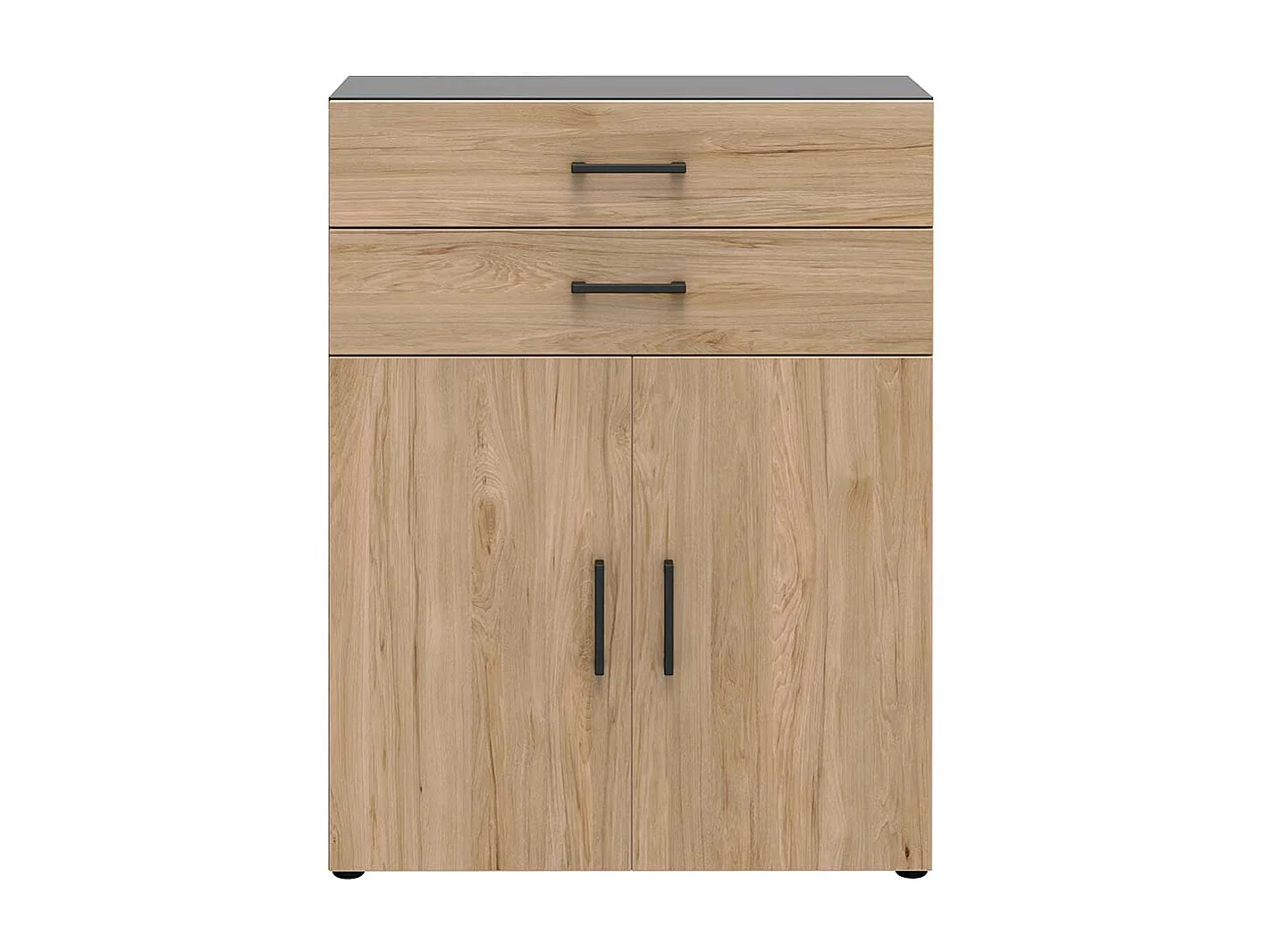 Schrank B�ro in Hickory Holzoptik & Anthrazit 2 Schubladen 2 T�ren