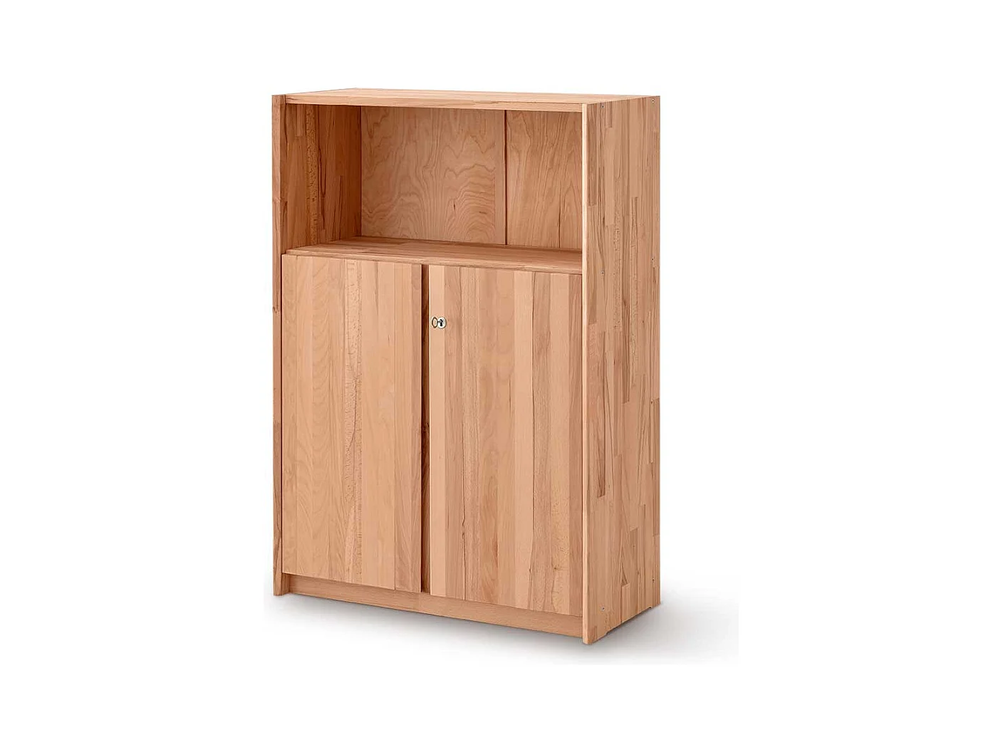 Aktenordnerschrank Kernbuche mit abschließbaren Drehtüren Massivholz