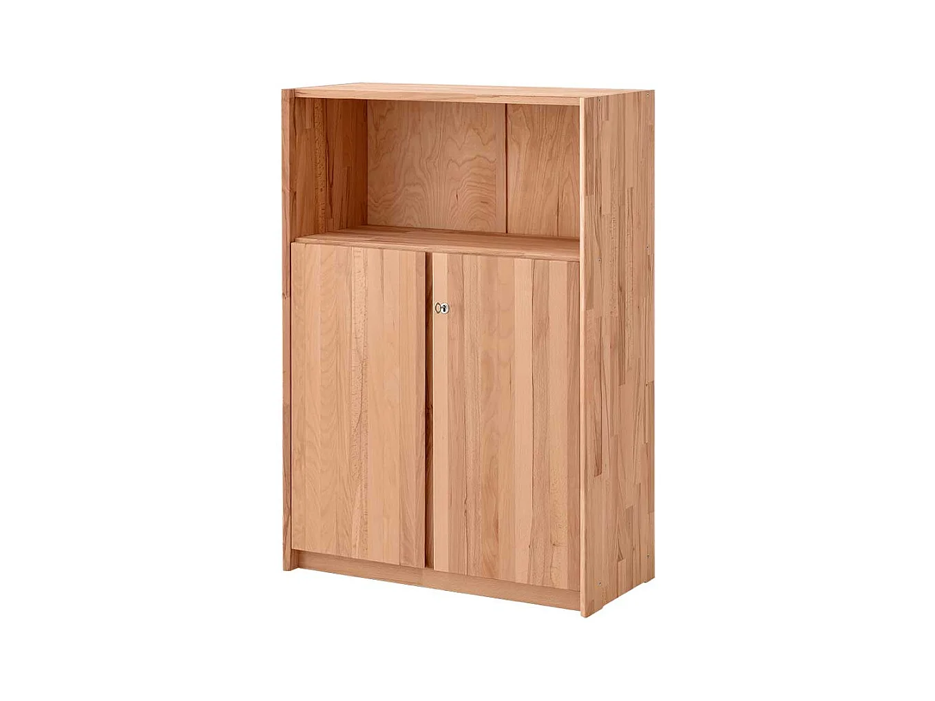 Aktenordnerschrank Kernbuche mit abschließbaren Drehtüren Massivholz