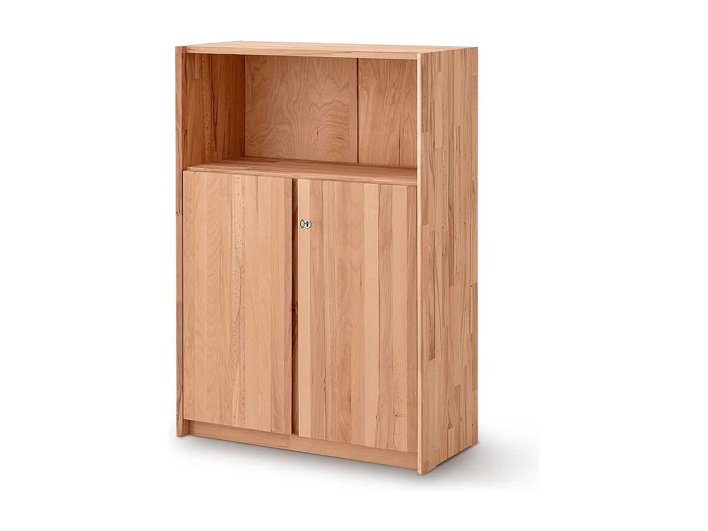 Aktenordnerschrank Kernbuche mit abschließbaren Drehtüren Massivholz