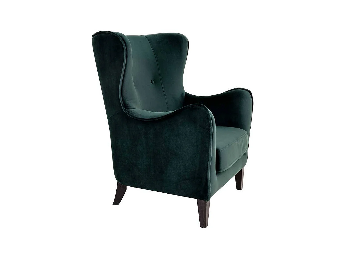 Ohrenbackensessel in Dunkelgrün Samt 55 cm Sitztiefe