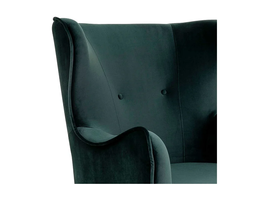 Ohrenbackensessel in Dunkelgrün Samt 55 cm Sitztiefe