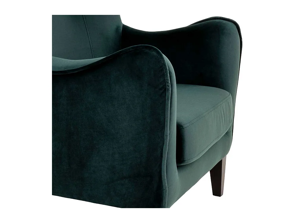 Ohrenbackensessel in Dunkelgrün Samt 55 cm Sitztiefe