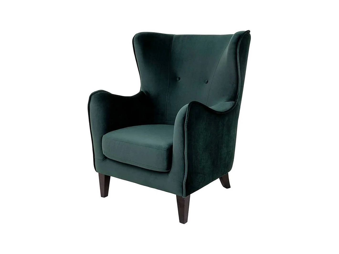 Ohrenbackensessel in Dunkelgrün Samt 55 cm Sitztiefe
