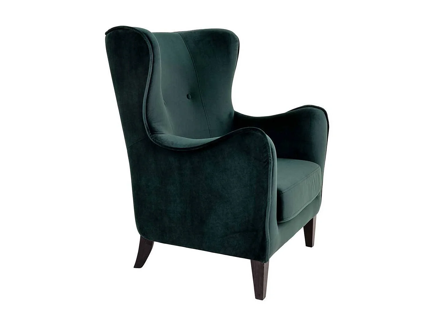 Ohrenbackensessel in Dunkelgrün Samt 55 cm Sitztiefe