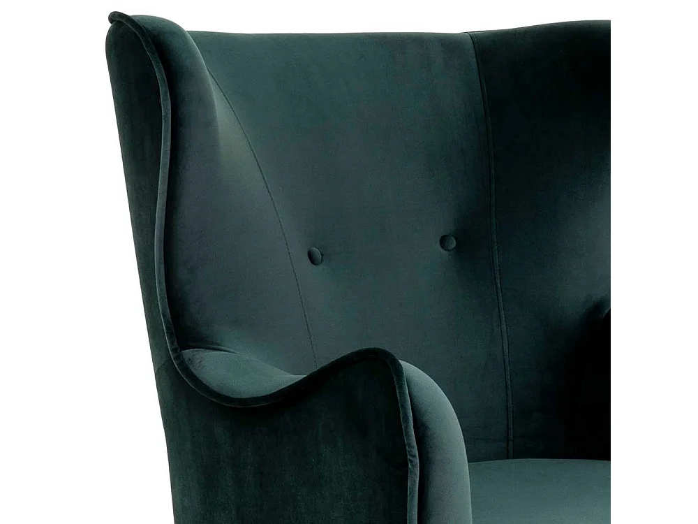 Ohrenbackensessel in Dunkelgrün Samt 55 cm Sitztiefe