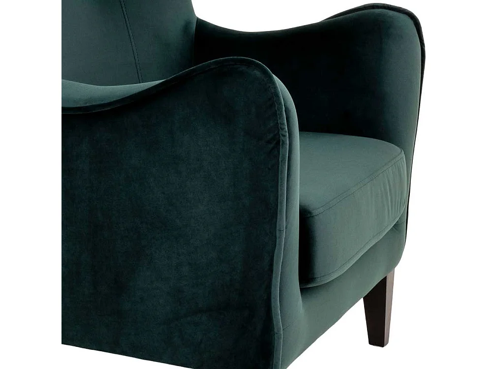 Ohrenbackensessel in Dunkelgrün Samt 55 cm Sitztiefe