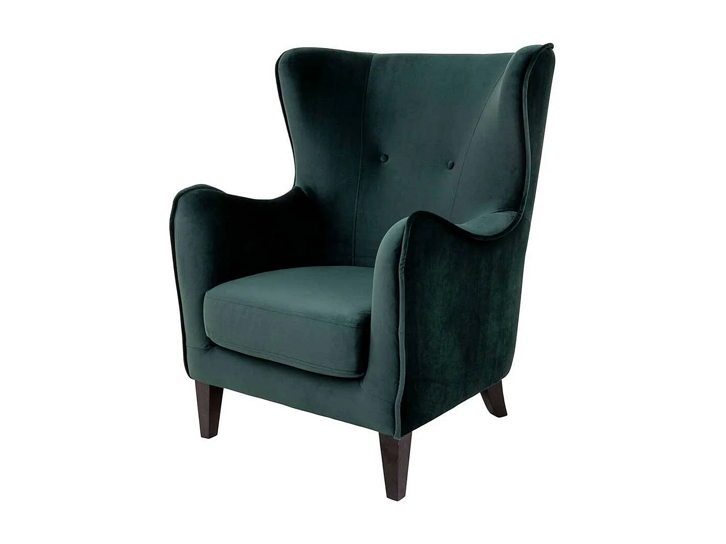 Ohrenbackensessel in Dunkelgrün Samt 55 cm Sitztiefe