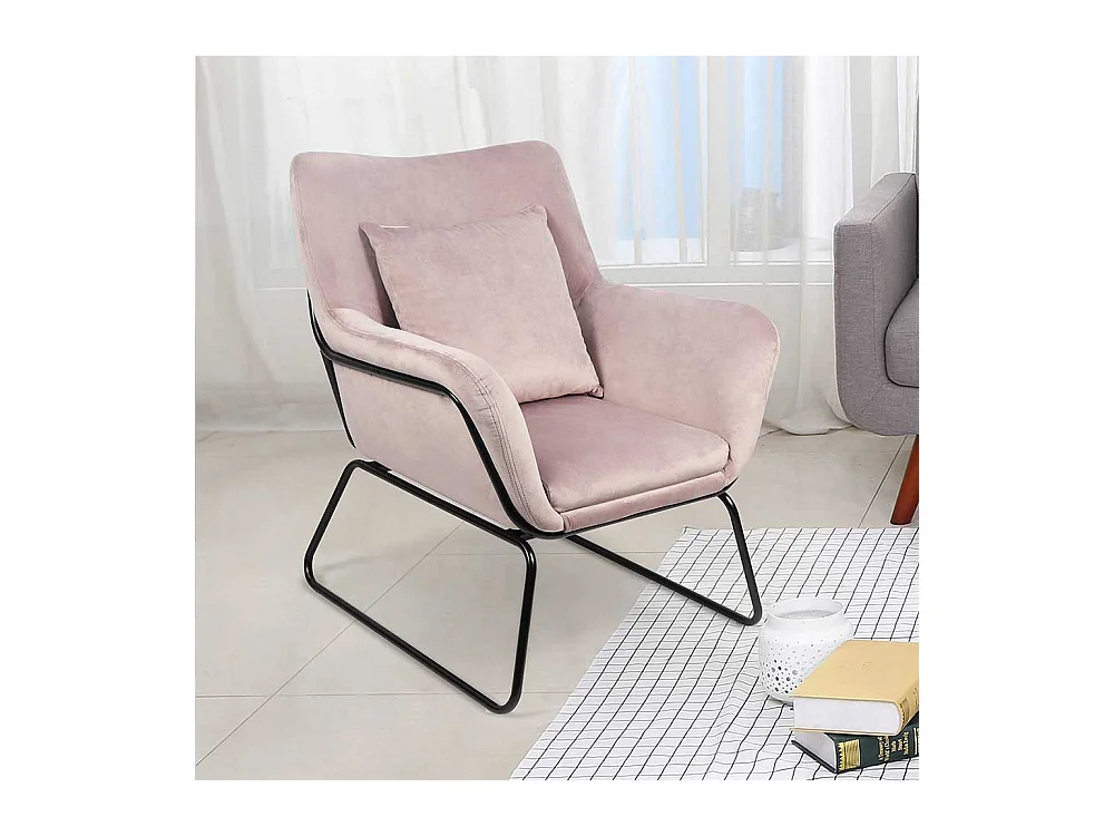 Kleiner Einzelsessel in Rosa Bezug aus Samt
