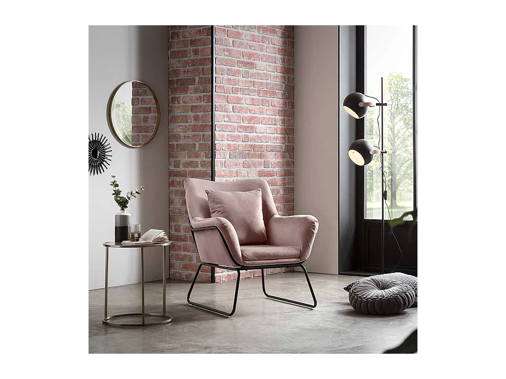 Kleiner Einzelsessel in Rosa Bezug aus Samt