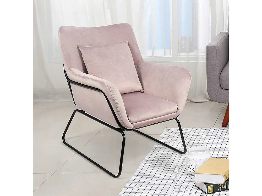 Kleiner Einzelsessel in Rosa Bezug aus Samt