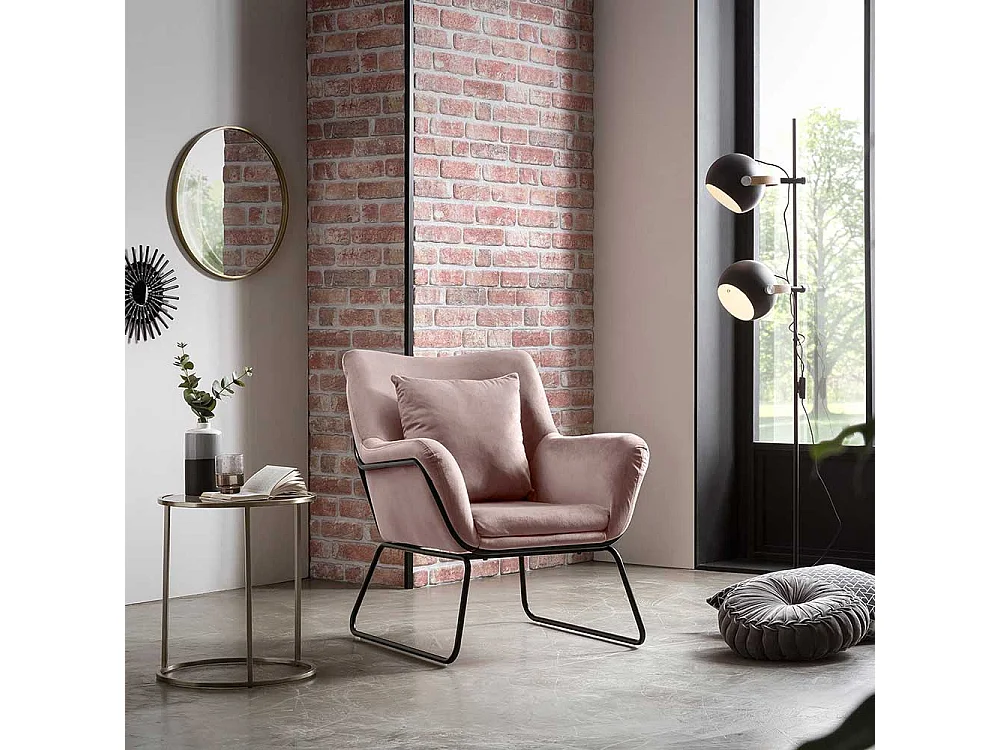 Kleiner Einzelsessel in Rosa Bezug aus Samt