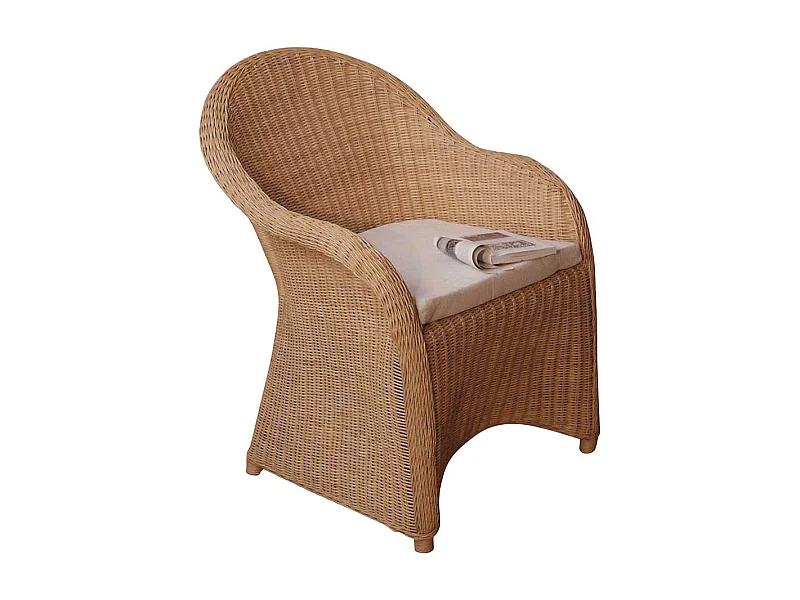 Korbsessel in Beige Esstisch