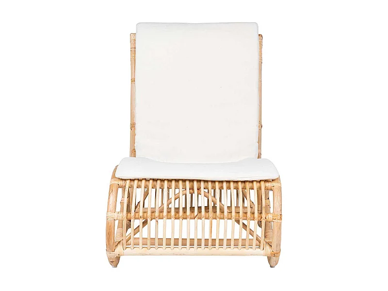 Einzelsessel in Weiß und Beige Rattan