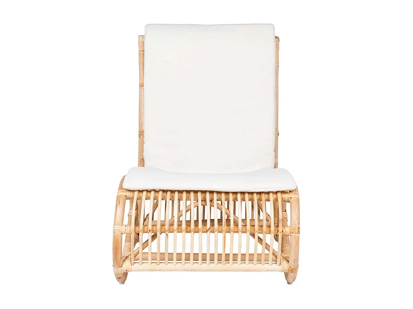 Einzelsessel in Weiß und Beige Rattan