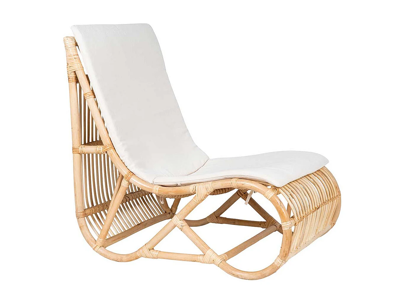 Einzelsessel in Weiß und Beige Rattan