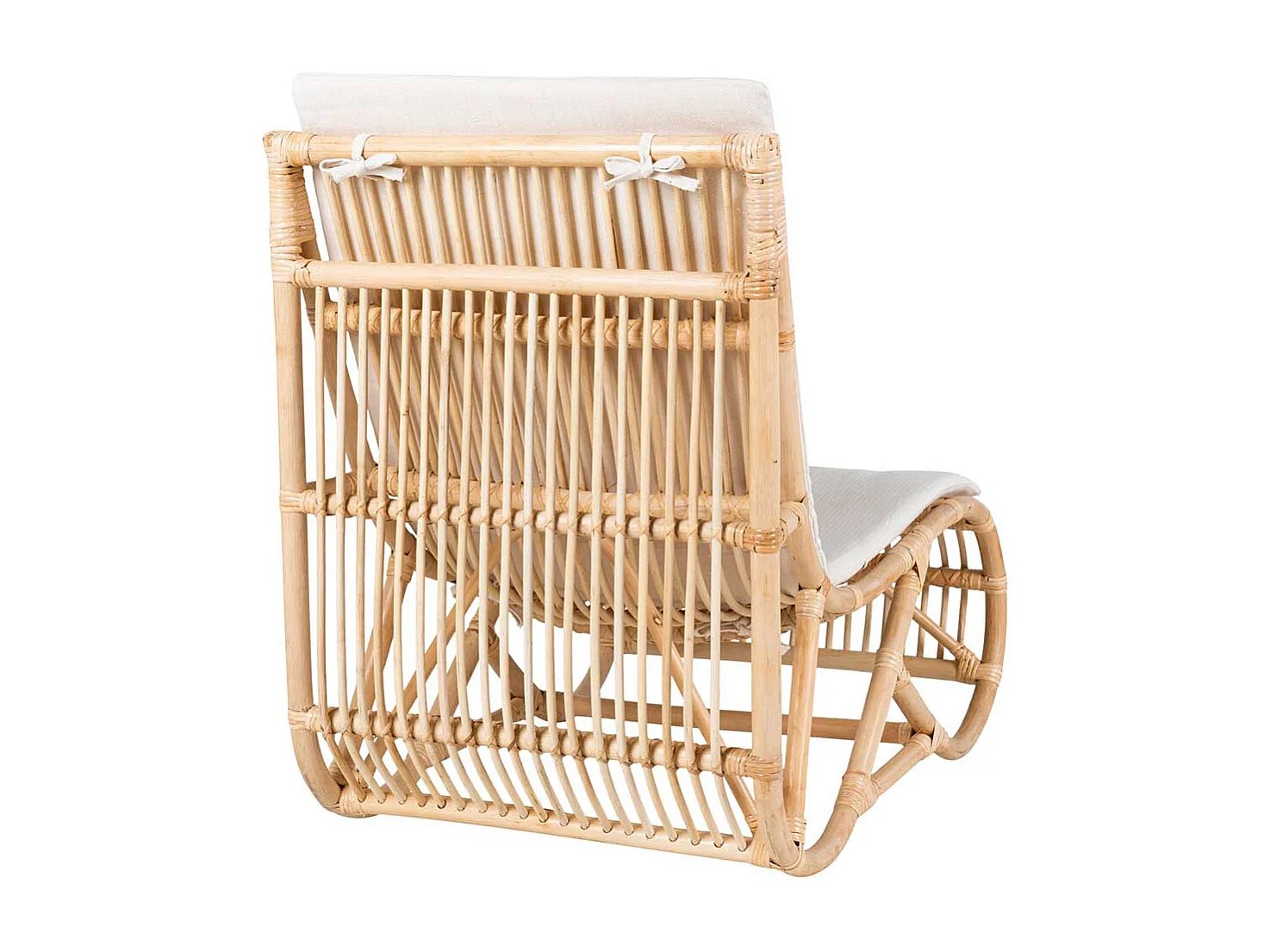 Einzelsessel in Weiß und Beige Rattan