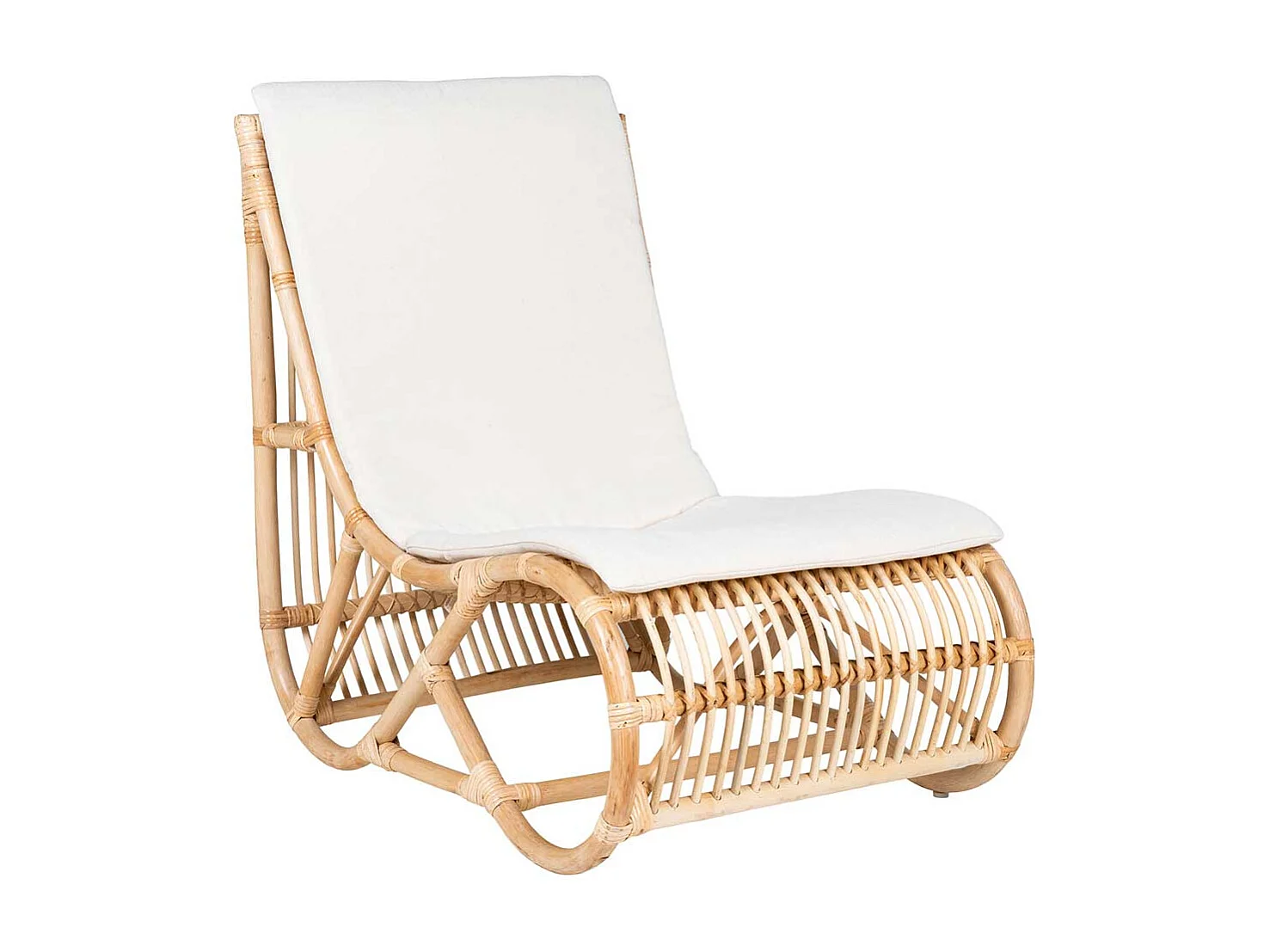 Einzelsessel in Weiß und Beige Rattan