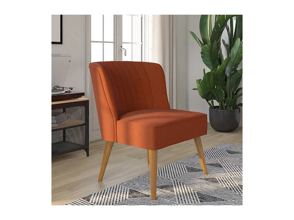 Cocktailsessel in Ziegel Rot Vierfußgestell aus Holz