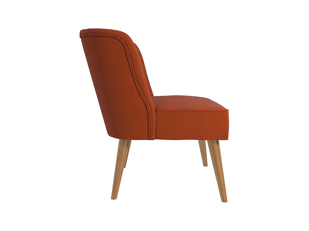 Cocktailsessel in Ziegel Rot Vierfußgestell aus Holz