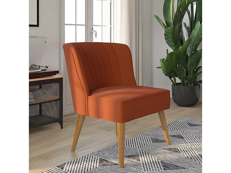 Cocktailsessel in Ziegel Rot Vierfußgestell aus Holz