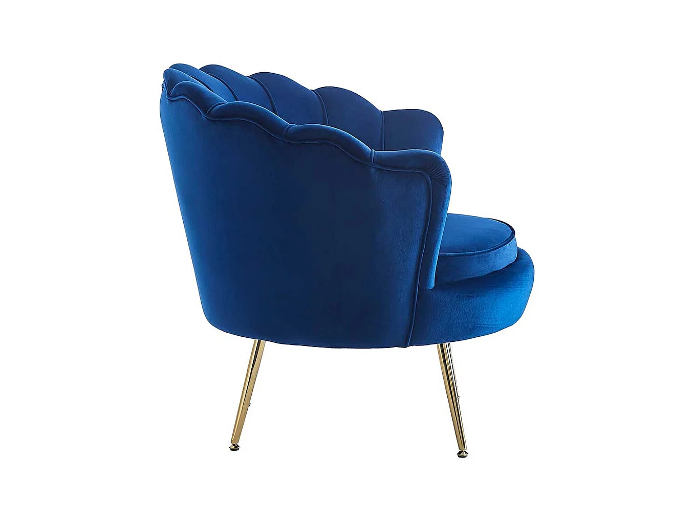 Designer Sessel Blau in Muschelform Retro Samt und Metall