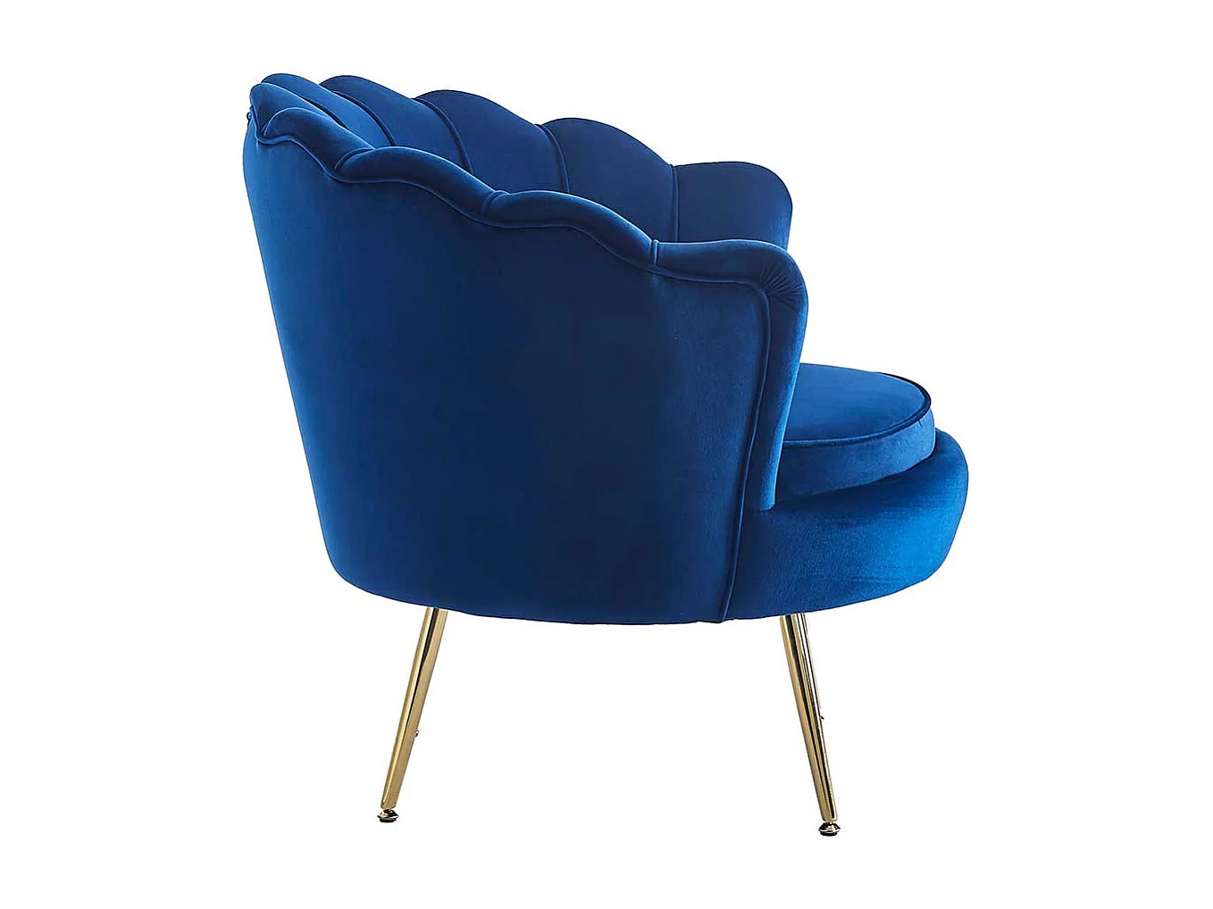 Designer Sessel Blau in Muschelform Retro Samt und Metall